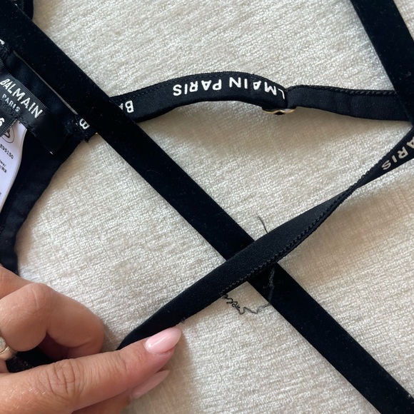 Balmain Laminated Ribbed Silver Bra - Picture 4 of 6